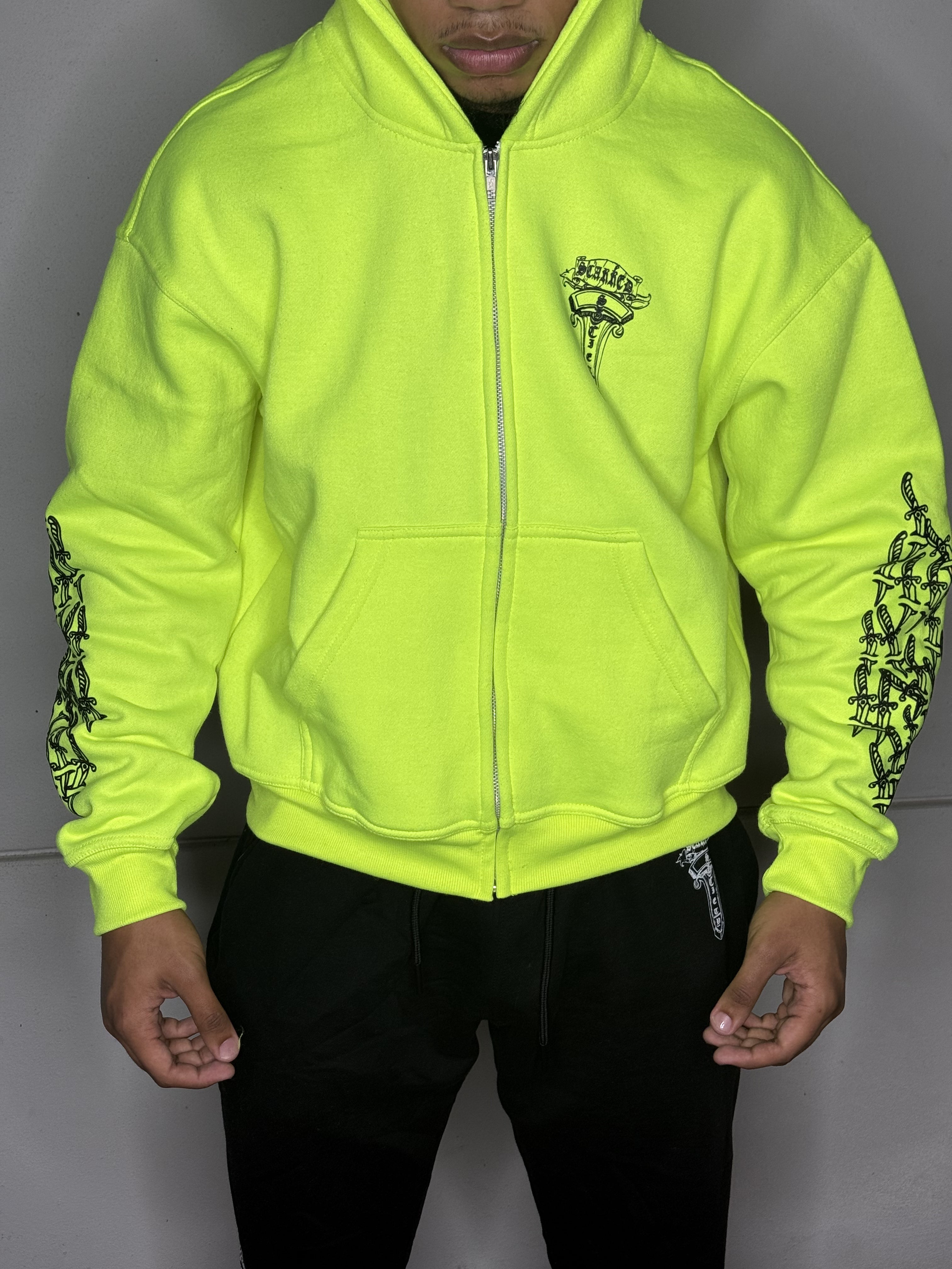 SS GRINCH  NEON GREEN HOODIE Zip Up